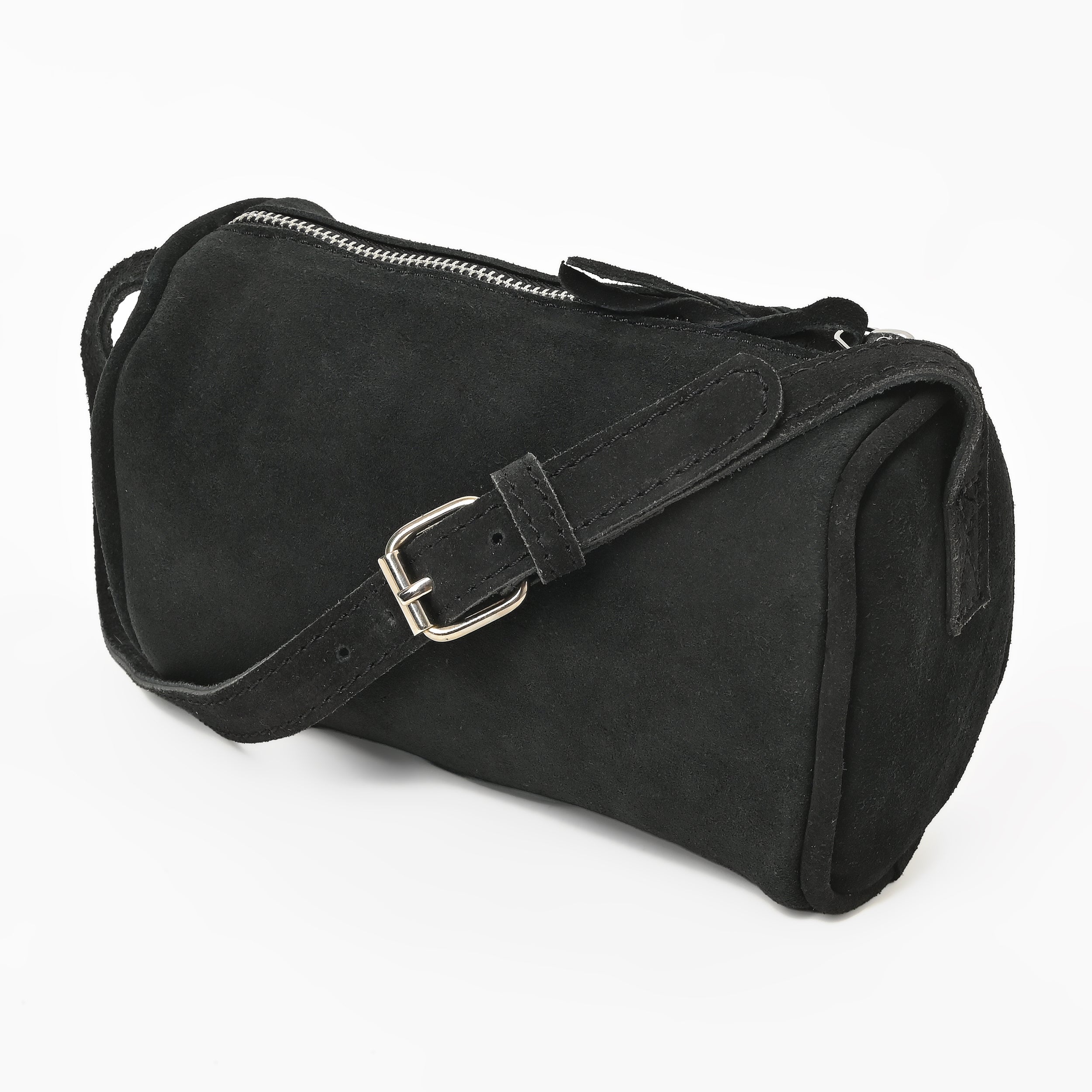 Suncrest Leather Cosmetic Pouch – Suede Makeup Bag with Zipper & Strap
