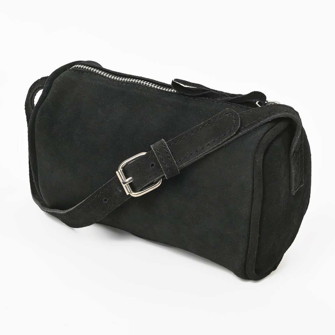 Suncrest Leather Cosmetic Pouch – Suede Makeup Bag with Zipper & Strap
