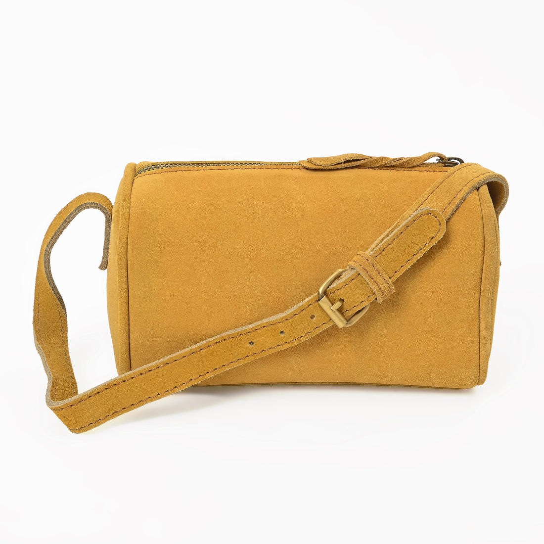 Suncrest Leather Cosmetic Pouch – Suede Makeup Bag with Zipper & Strap