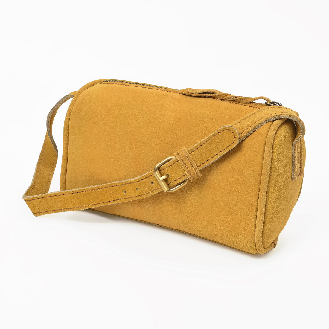 Suncrest Leather Cosmetic Pouch – Suede Makeup Bag with Zipper & Strap