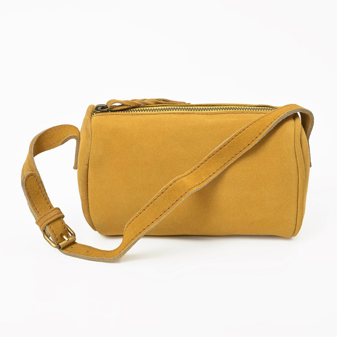 Suncrest Leather Cosmetic Pouch – Suede Makeup Bag with Zipper & Strap
