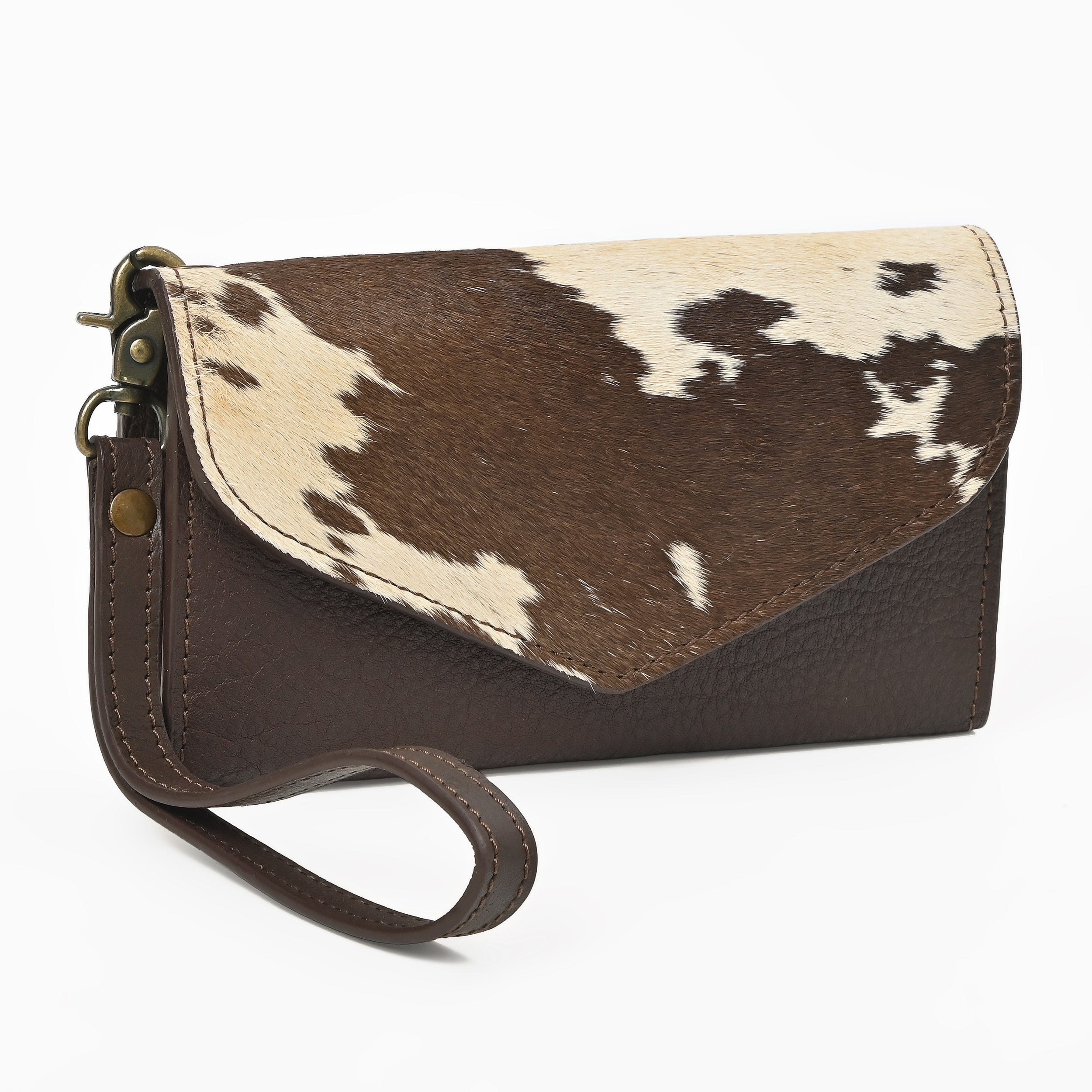Hair-On Leather Clutch Wallet – Cowhide Wristlet Wallet for Women