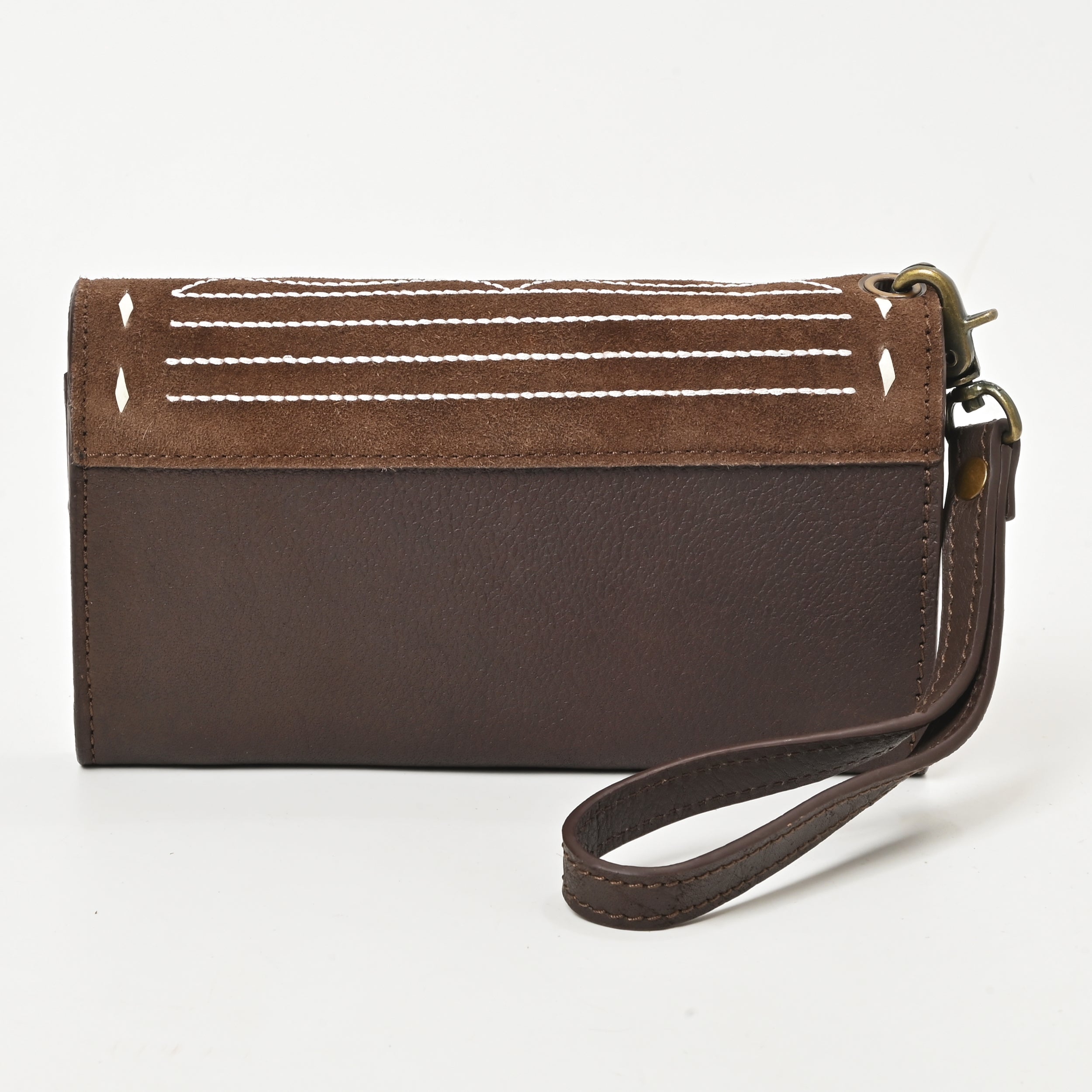 Cowgirl Boot Stitch Leather Wristlet Wallet – Western Style Clutch with Strap