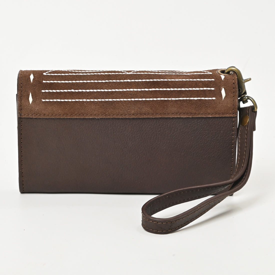 Cowgirl Boot Stitch Leather Wristlet Wallet – Western Style Clutch with Strap