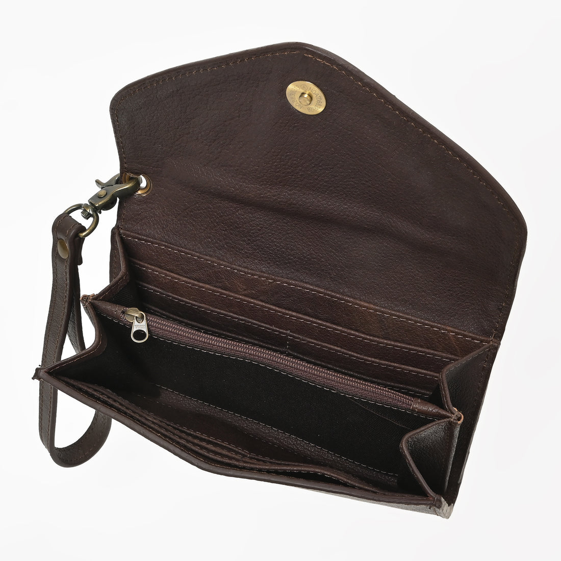 Cowgirl Tooled Leather Wristlet Wallet – Western Cowhide Clutch with Strap