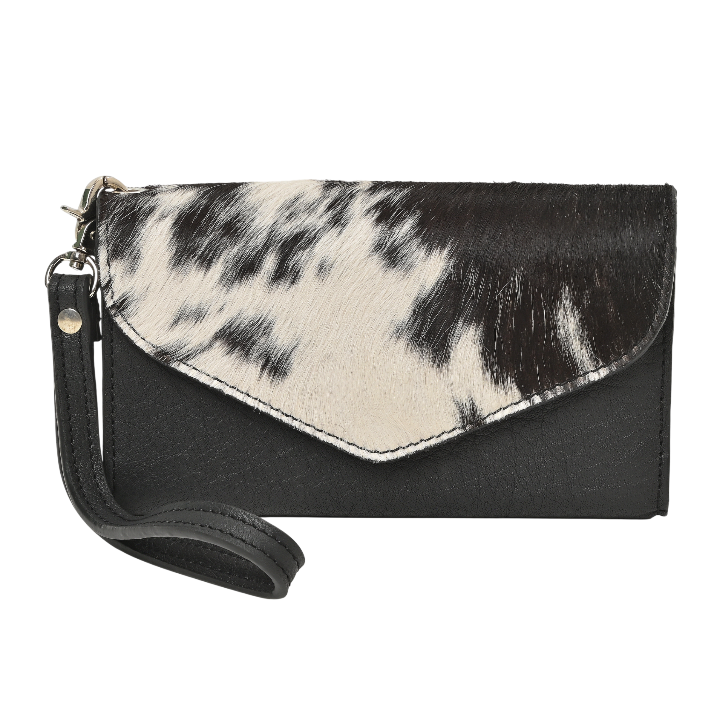 Hair-On Leather Clutch Wallet – Cowhide Wristlet Wallet for Women