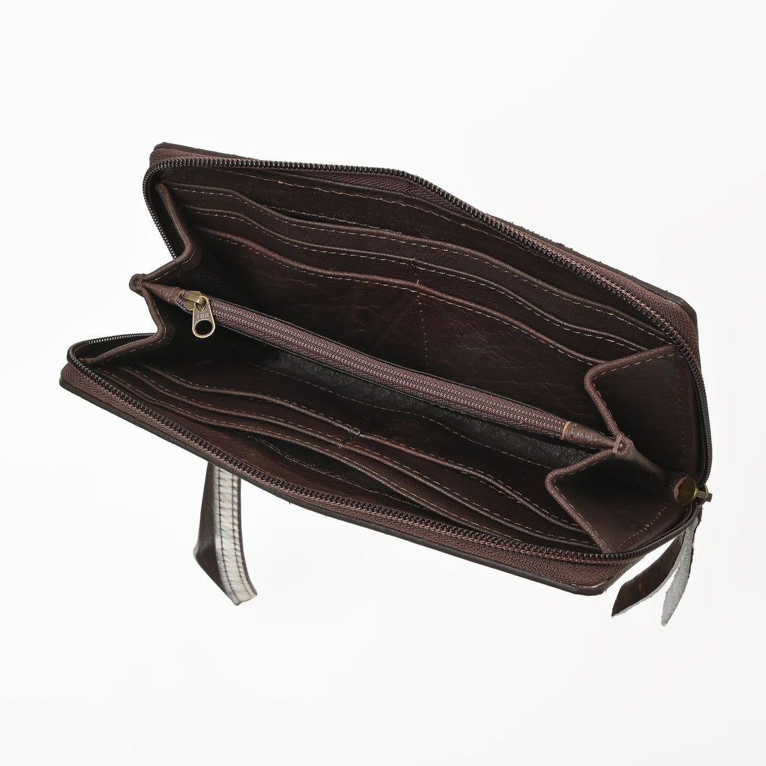 Cowhide Leather Wristlet Wallet – Hair-On Leather Clutch with Zipper & Strap