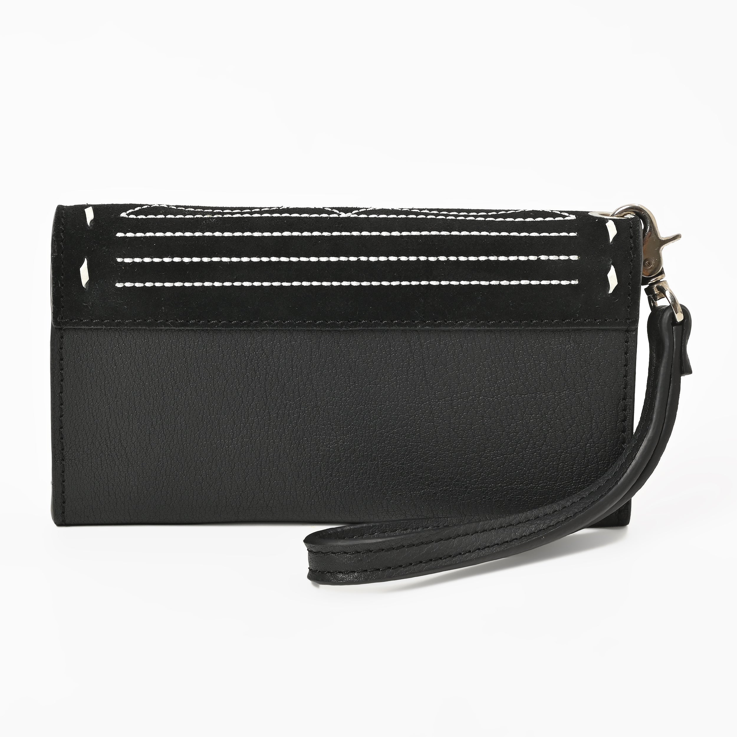 Cowgirl Boot Stitch Leather Wristlet Wallet – Western Style Clutch with Strap