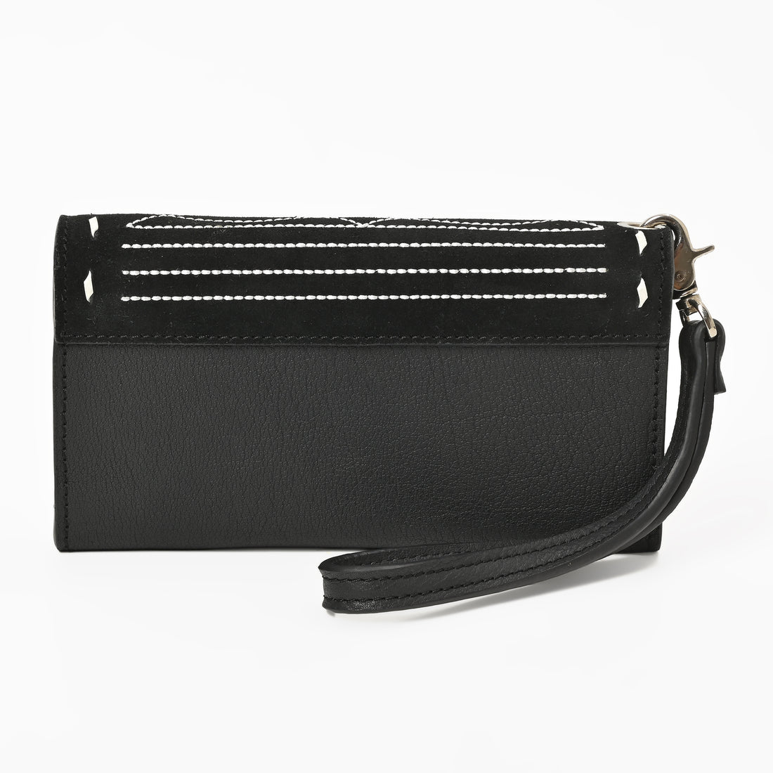 Cowgirl Boot Stitch Leather Wristlet Wallet – Western Style Clutch with Strap