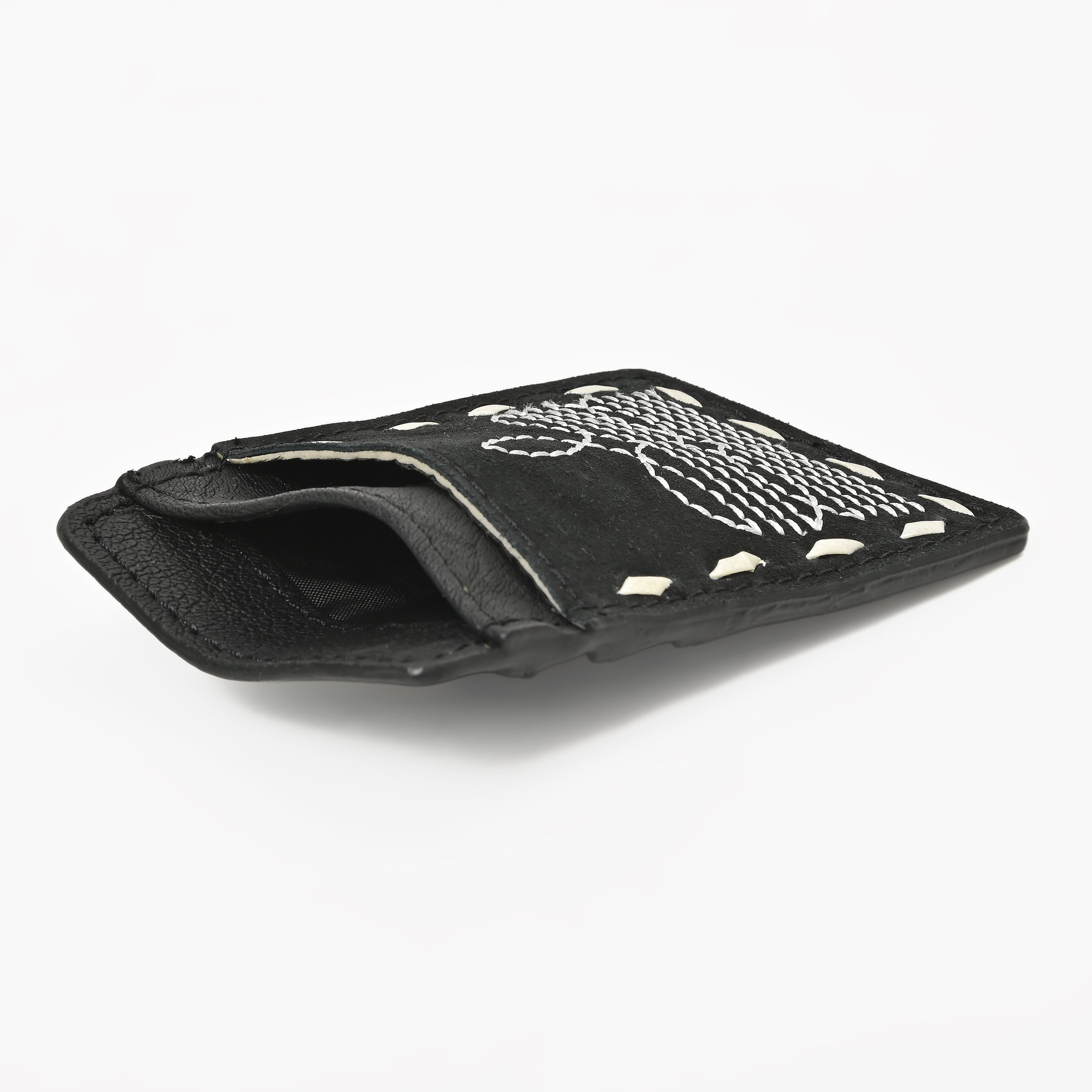 Ranger Stitch Leather Cardholder Wallet – Slim Handmade Leather Card Holder