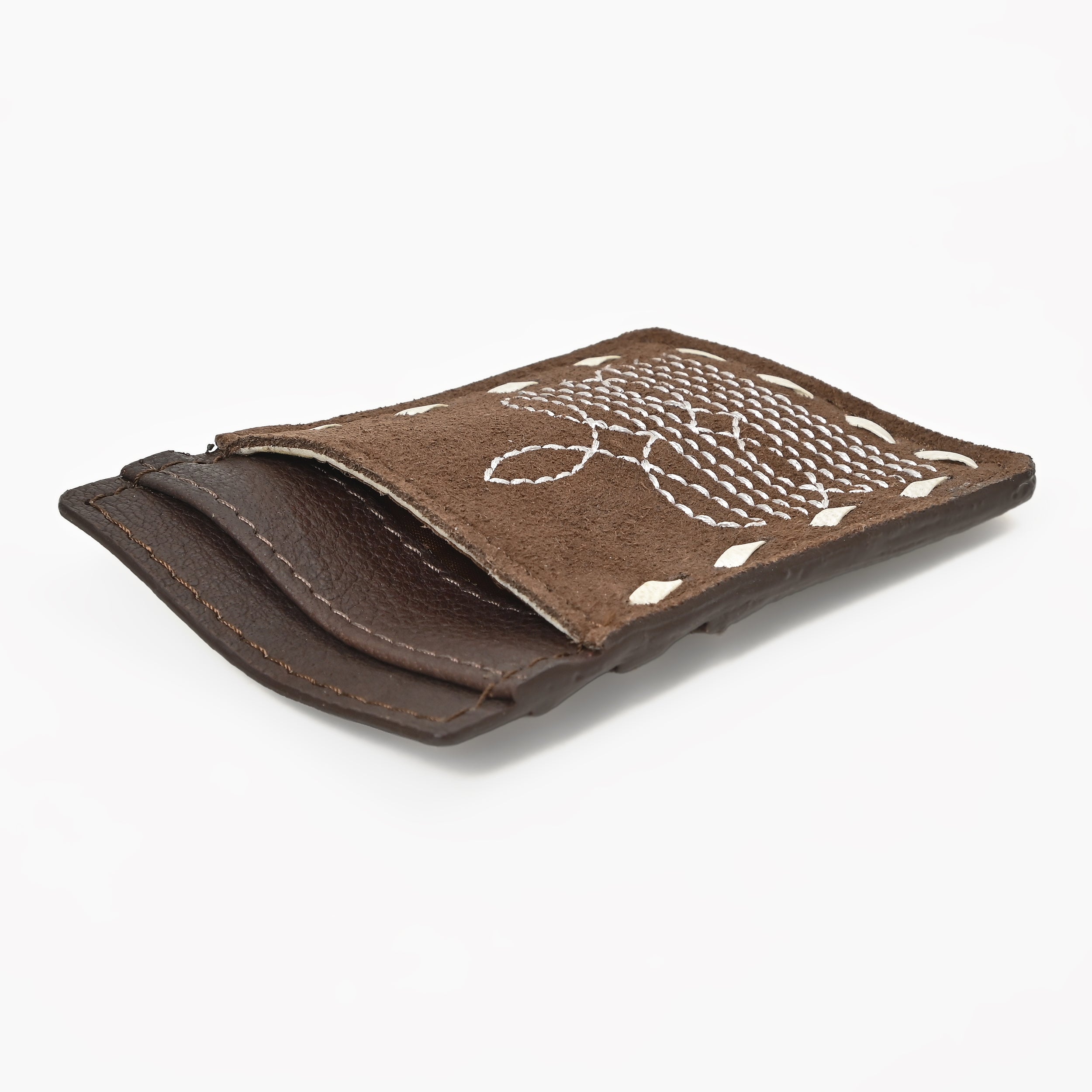 Ranger Stitch Leather Cardholder Wallet – Slim Handmade Leather Card Holder