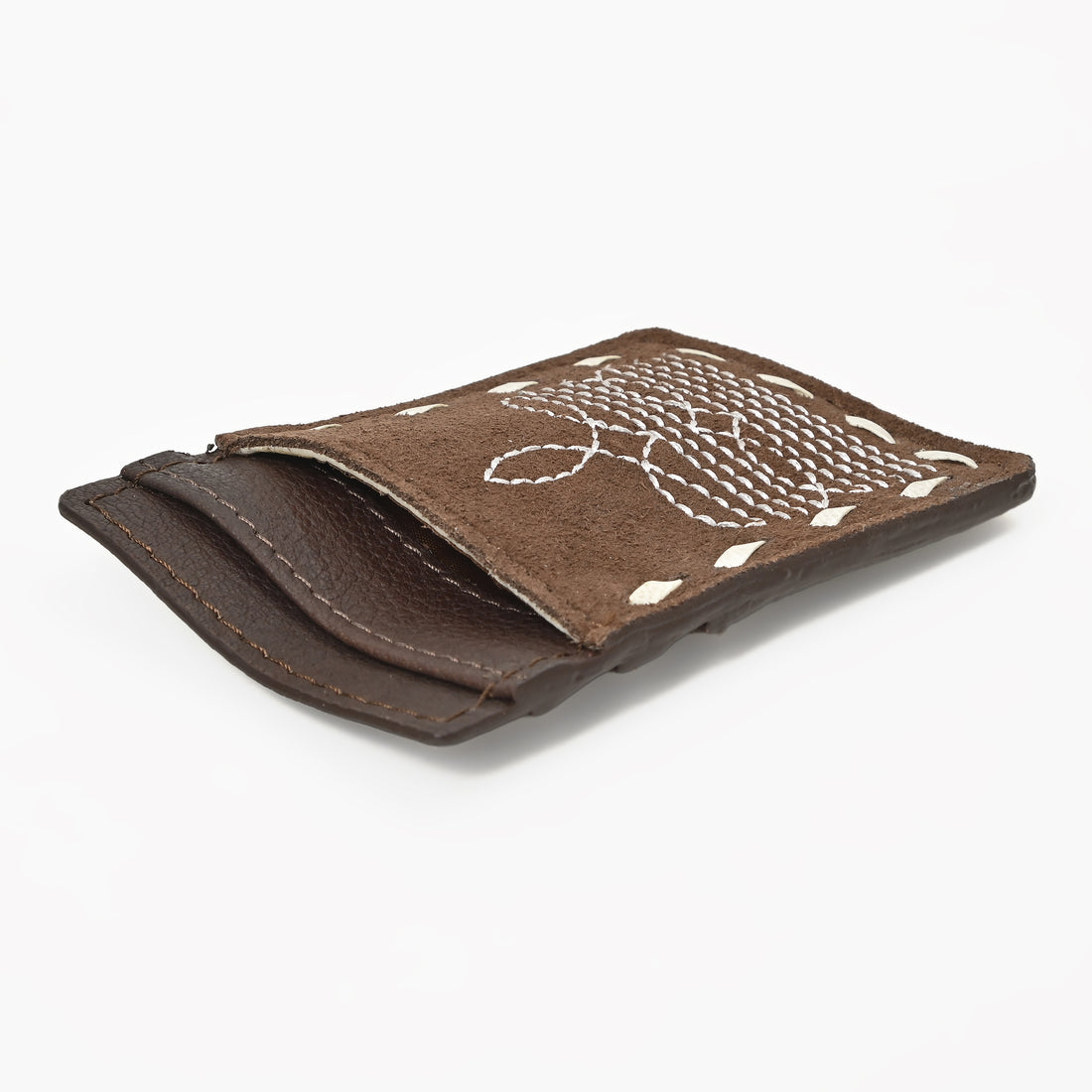 Ranger Stitch Leather Cardholder Wallet – Slim Handmade Leather Card Holder