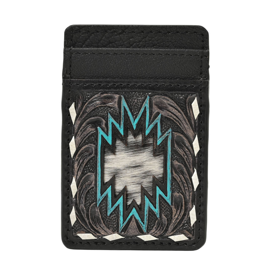 Thunderhide Leather Cardholder Wallet – Handcrafted Western Tooled Slim Wallet