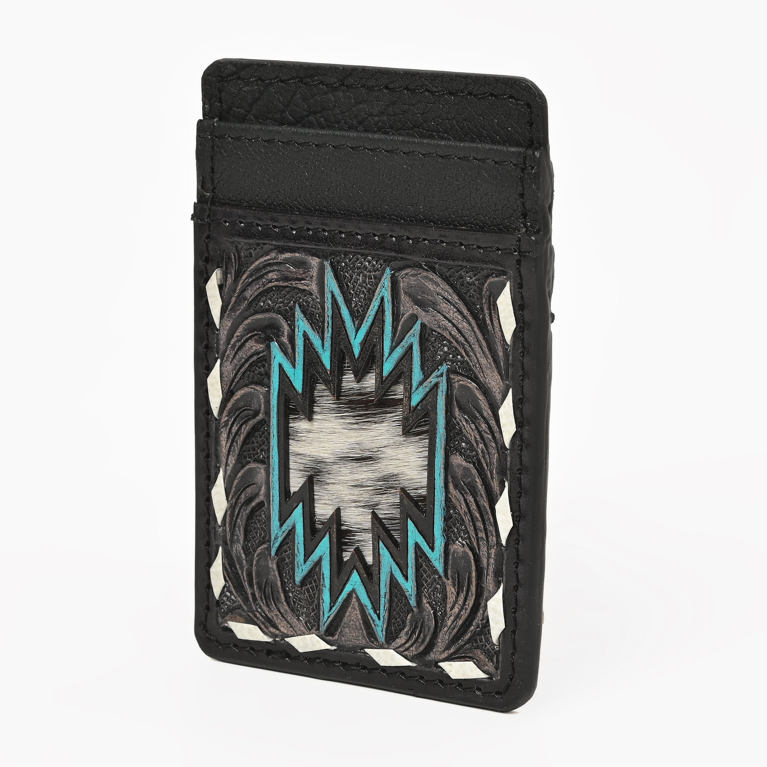 Thunderhide Leather Cardholder Wallet – Handcrafted Western Tooled Slim Wallet