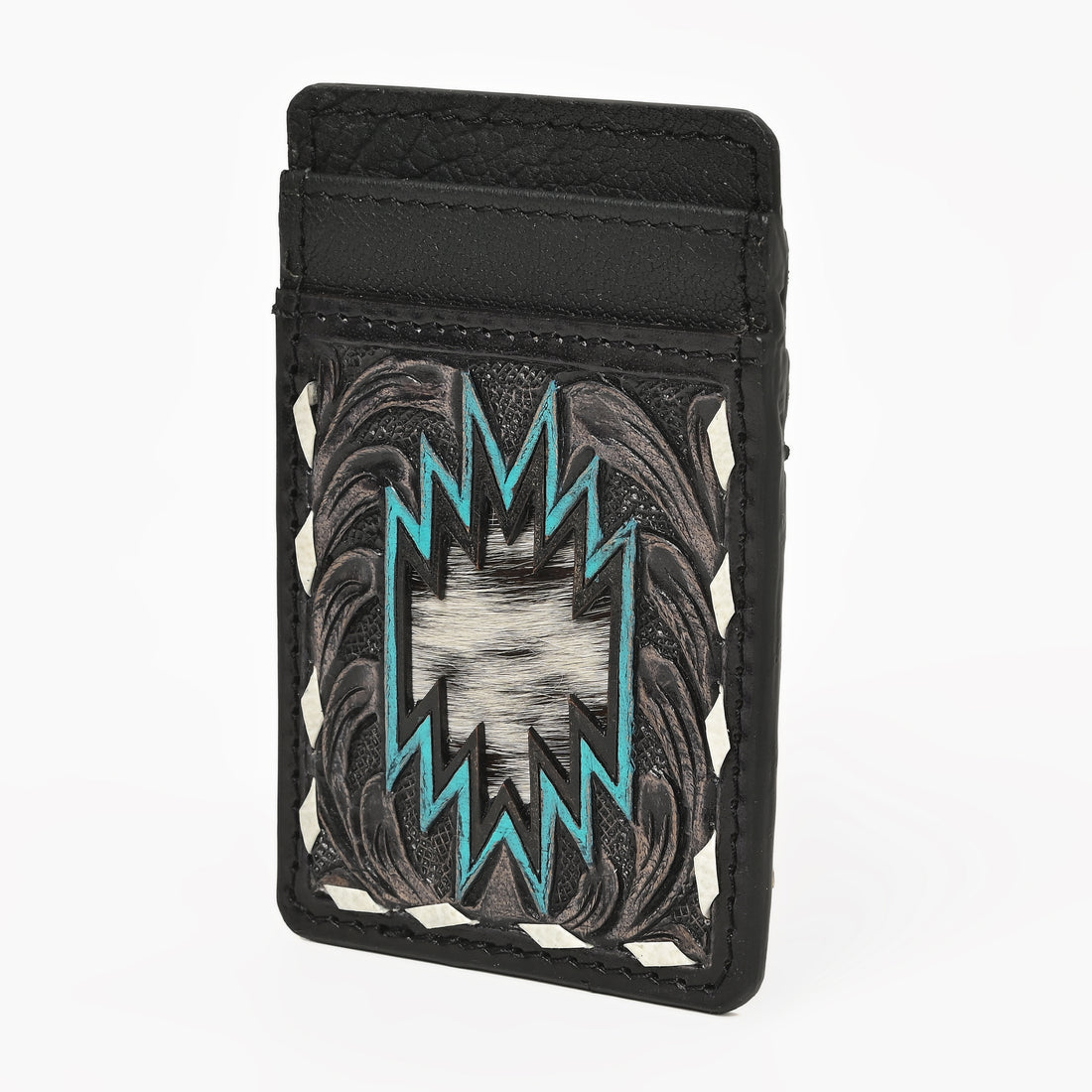 Thunderhide Leather Cardholder Wallet – Handcrafted Western Tooled Slim Wallet