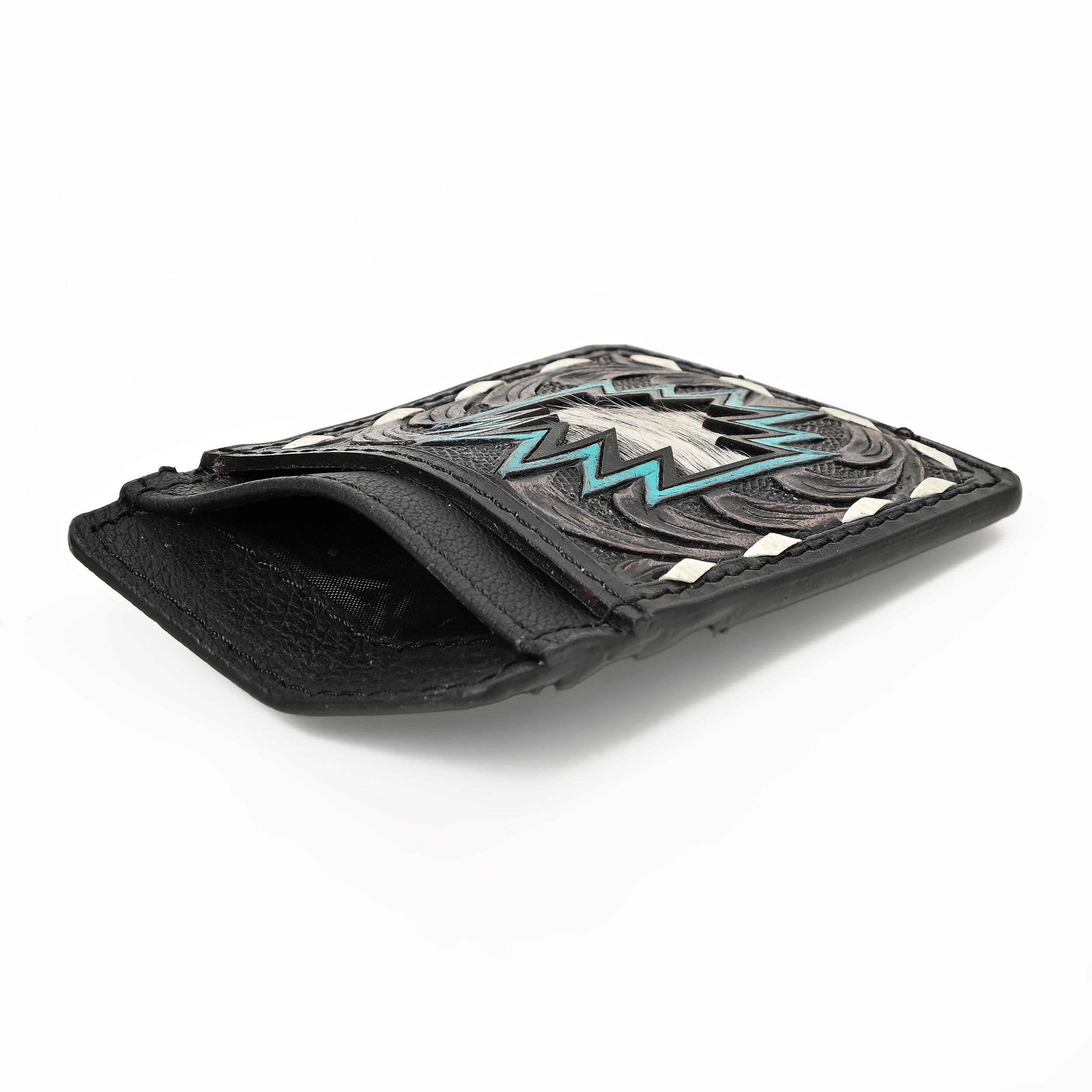Thunderhide Leather Cardholder Wallet – Handcrafted Western Tooled Slim Wallet