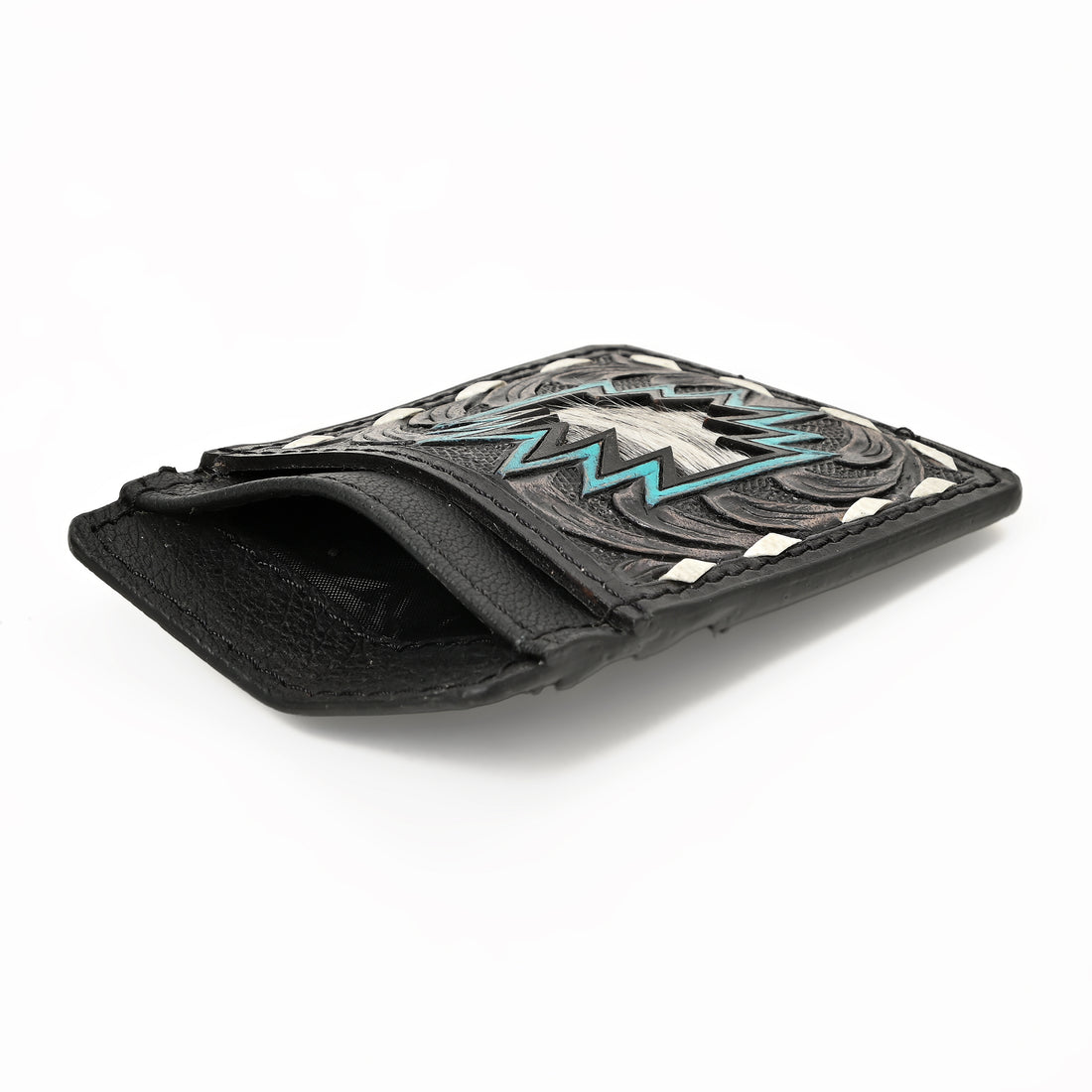 Thunderhide Leather Cardholder Wallet – Handcrafted Western Tooled Slim Wallet