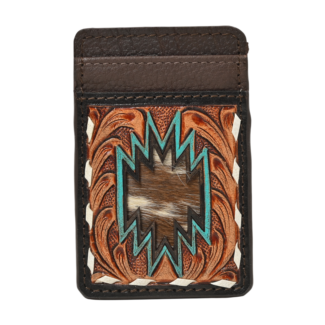Thunderhide Leather Cardholder Wallet – Handcrafted Western Tooled Slim Wallet