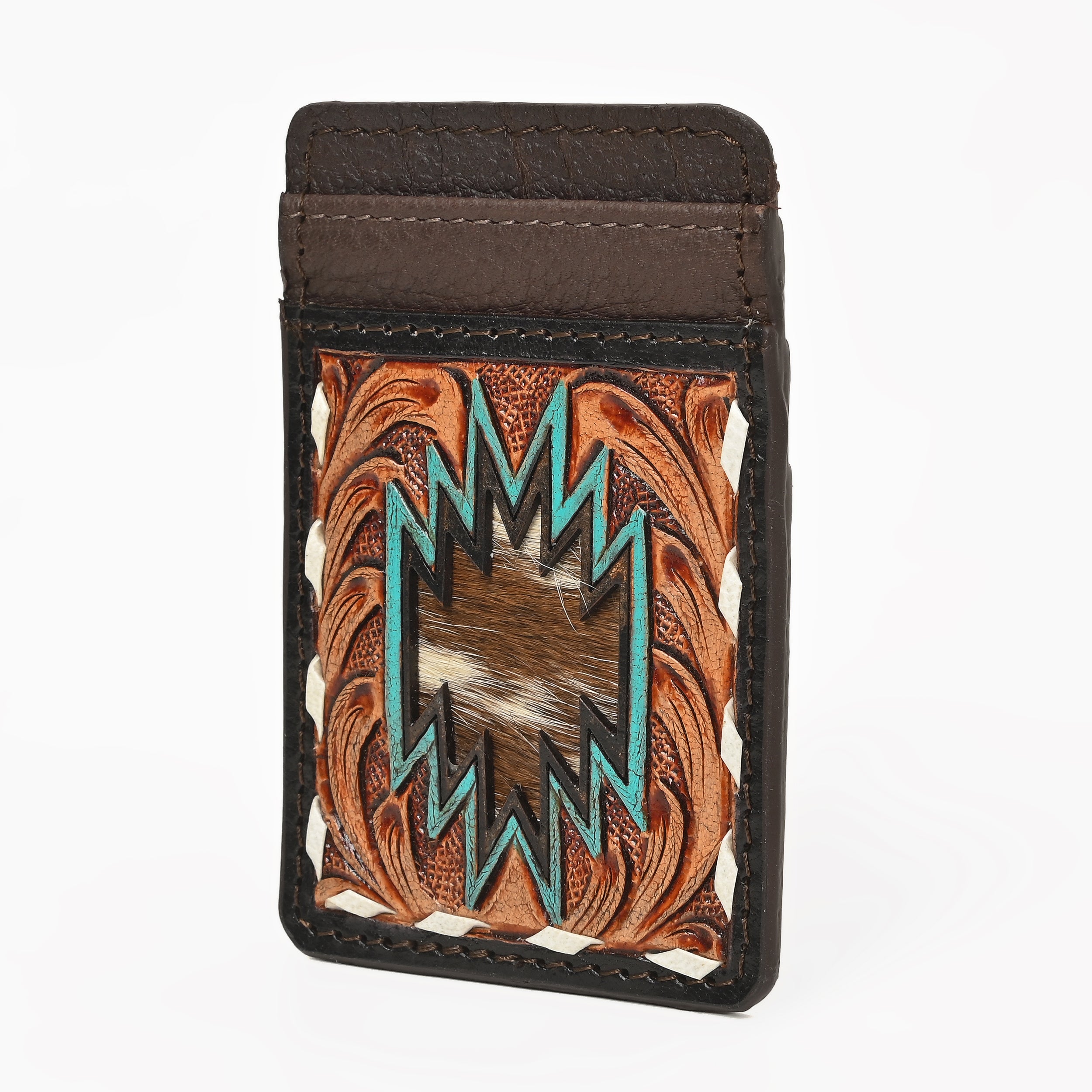 Thunderhide Leather Cardholder Wallet – Handcrafted Western Tooled Slim Wallet