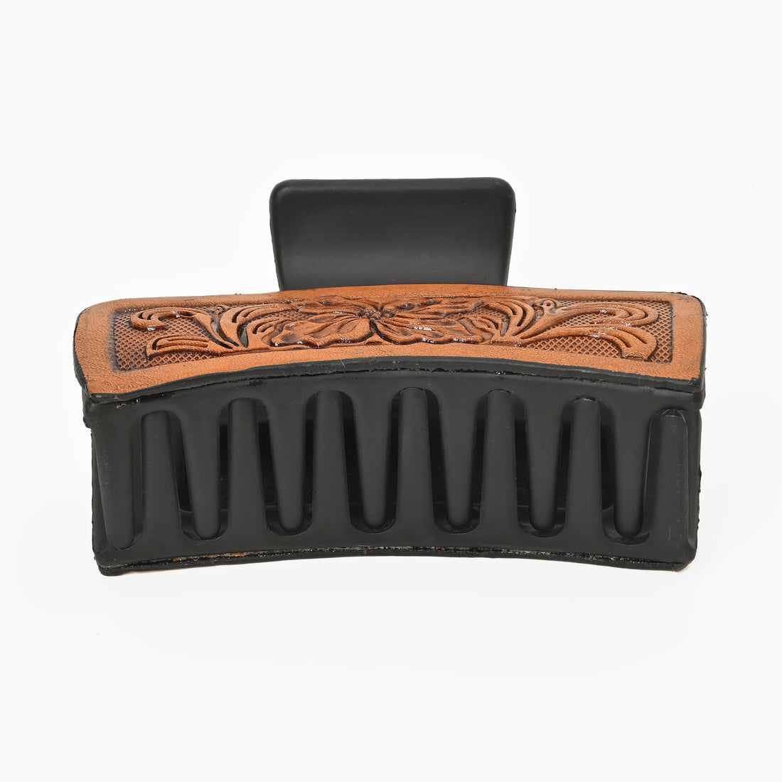 Western Tooled Floral Hair Claw Clip – Leather-Inspired Strong Hold Hair Clamp