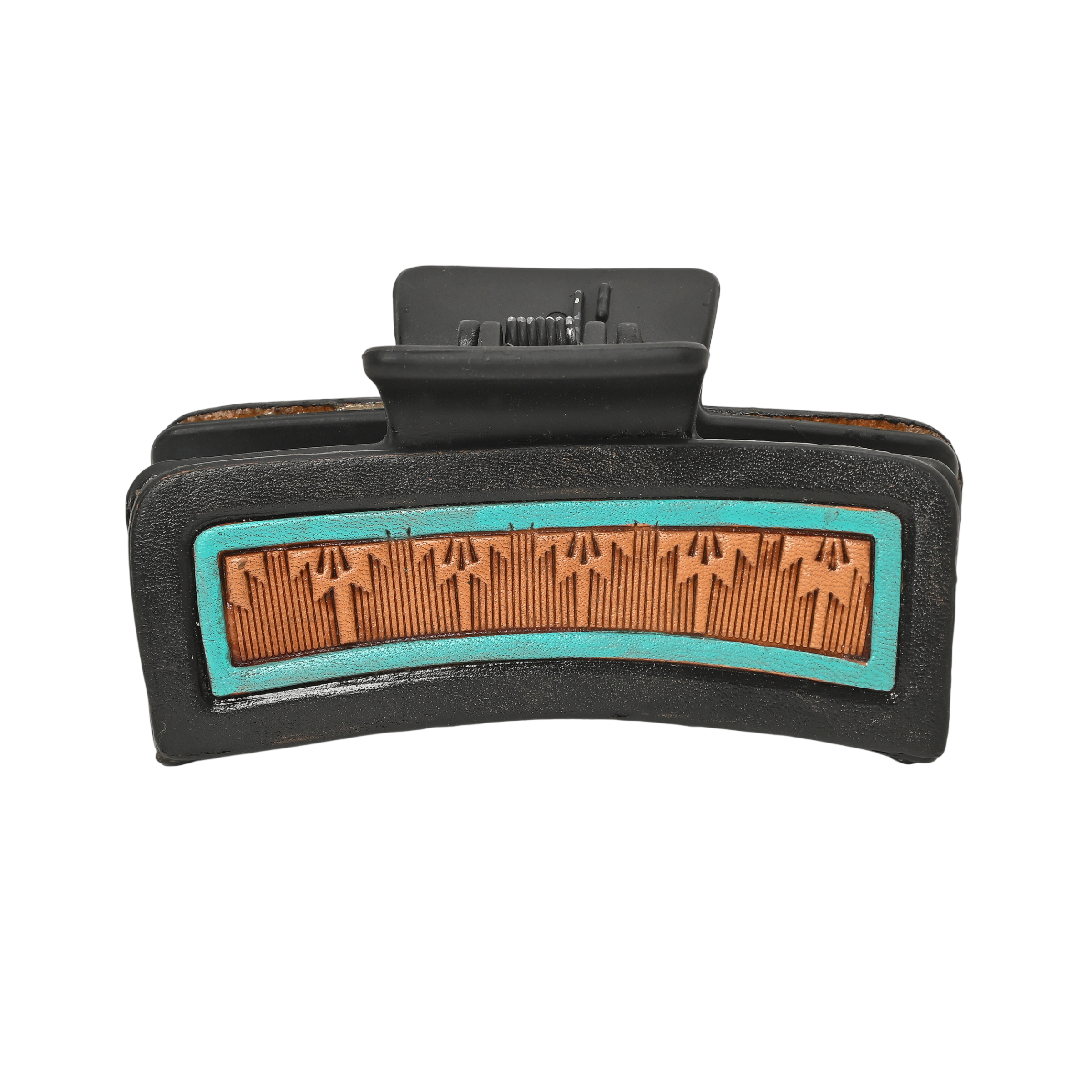 Western Arrow Pattern Hair Claw Clip – Turquoise Accent Strong Hold Clip