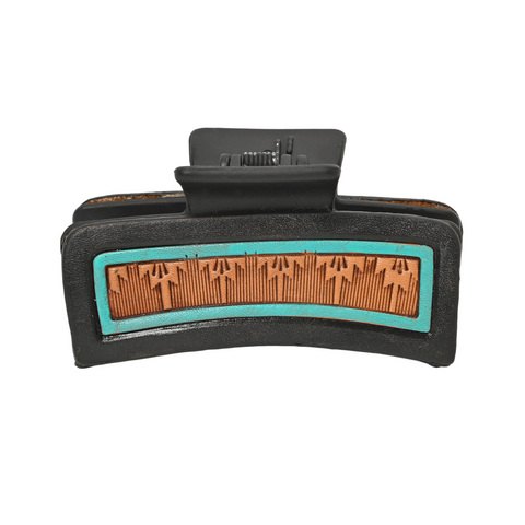 Western Arrow Pattern Hair Claw Clip – Turquoise Accent Strong Hold Clip