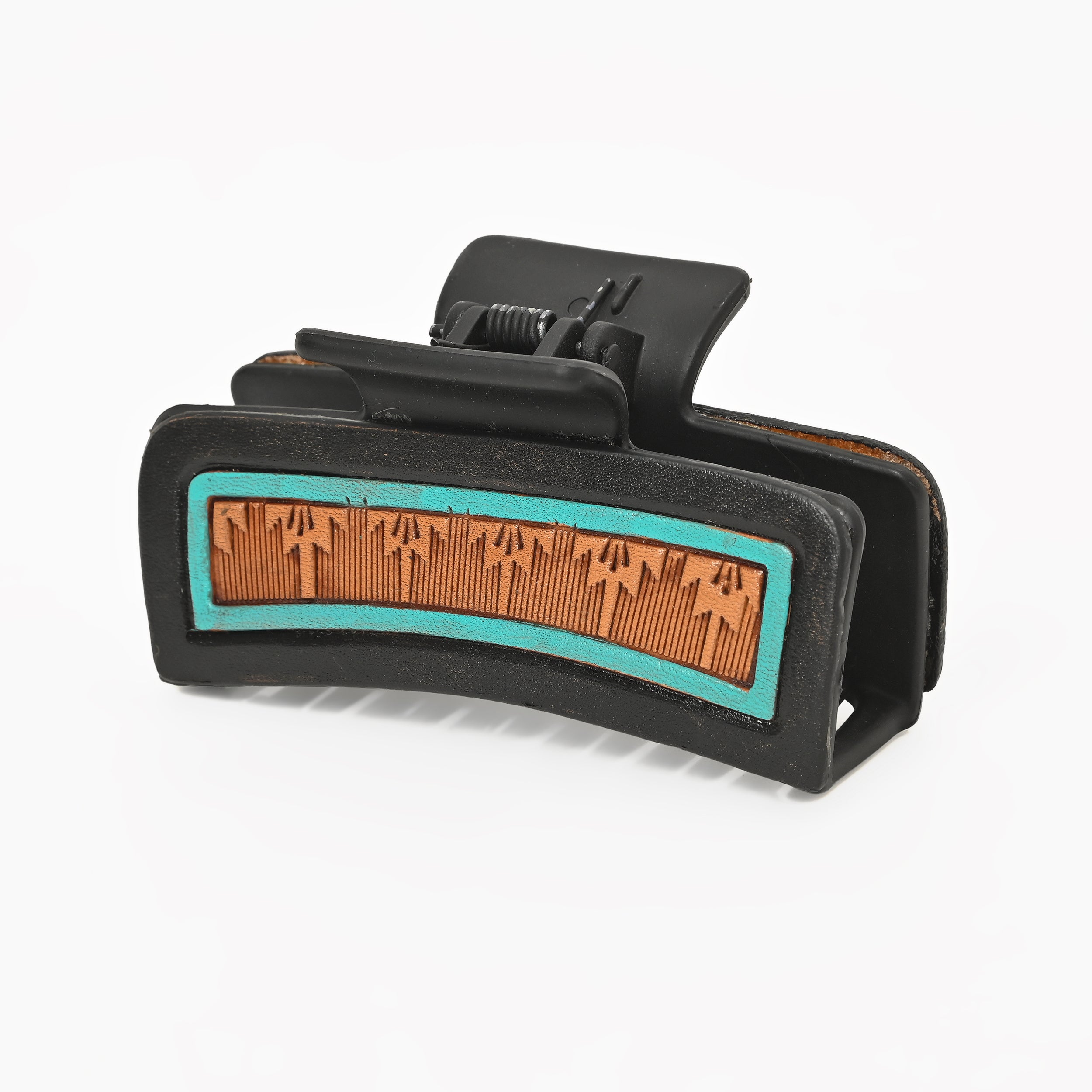 Western Arrow Pattern Hair Claw Clip – Turquoise Accent Strong Hold Clip