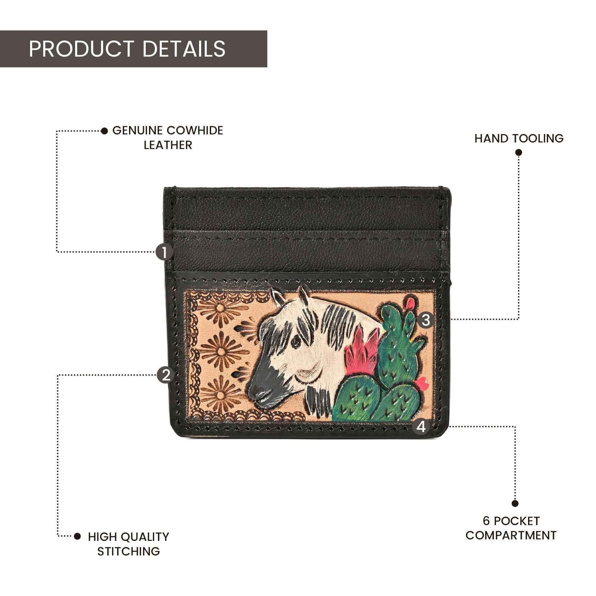 Desert Spirit Horse Card Holder – Handcrafted Leather