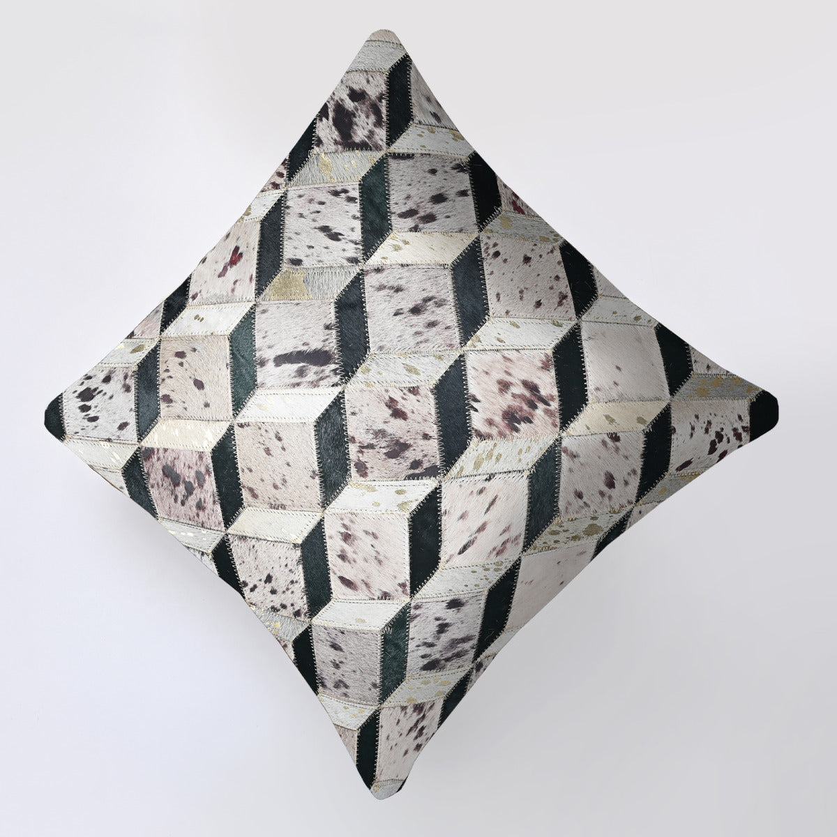 Daimond Patch Cowhide Cushion Cover