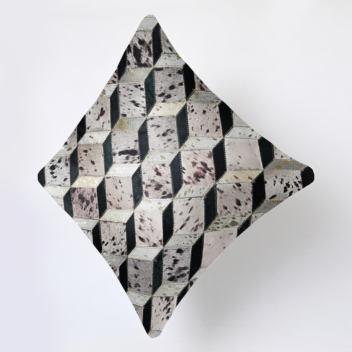 Daimond Patch Cowhide Cushion Cover