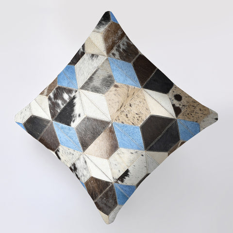 3D Patch Cowhide Cushion Cover