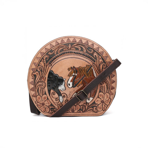 Cowhide & Tooled Leather Tote & Crossbody Bag