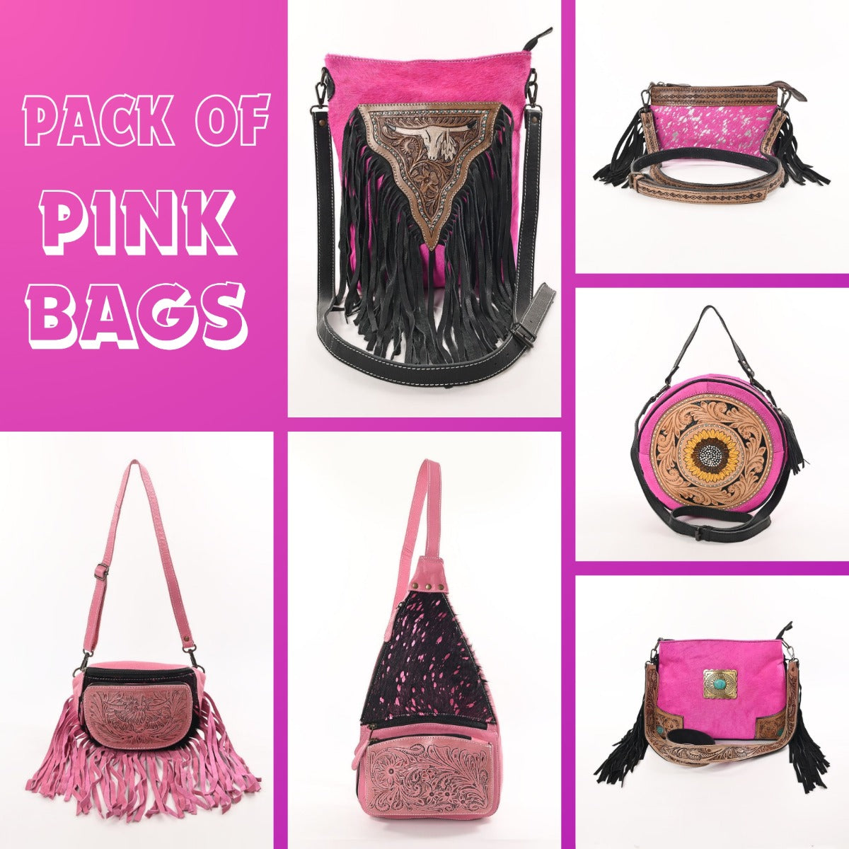 Pack of 6 Pink Bags