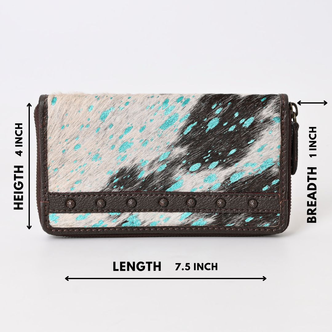 Turquoise Vino Cowhide Clutch