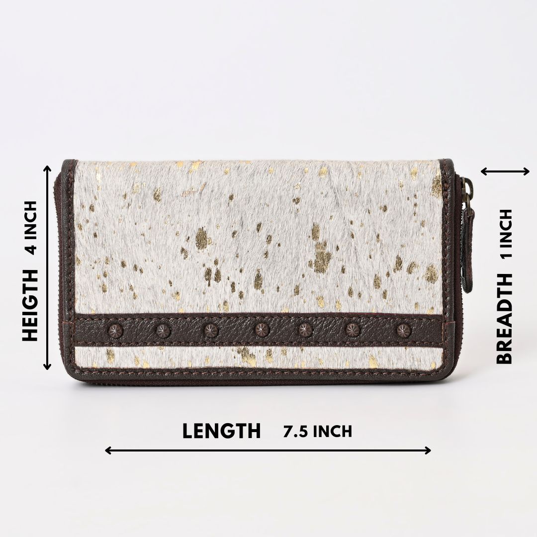 Gold Sprinkled Vino Cowhide Clutch