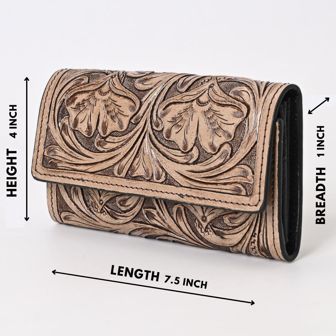 Rayna Brown Tooled Trifold Wallet