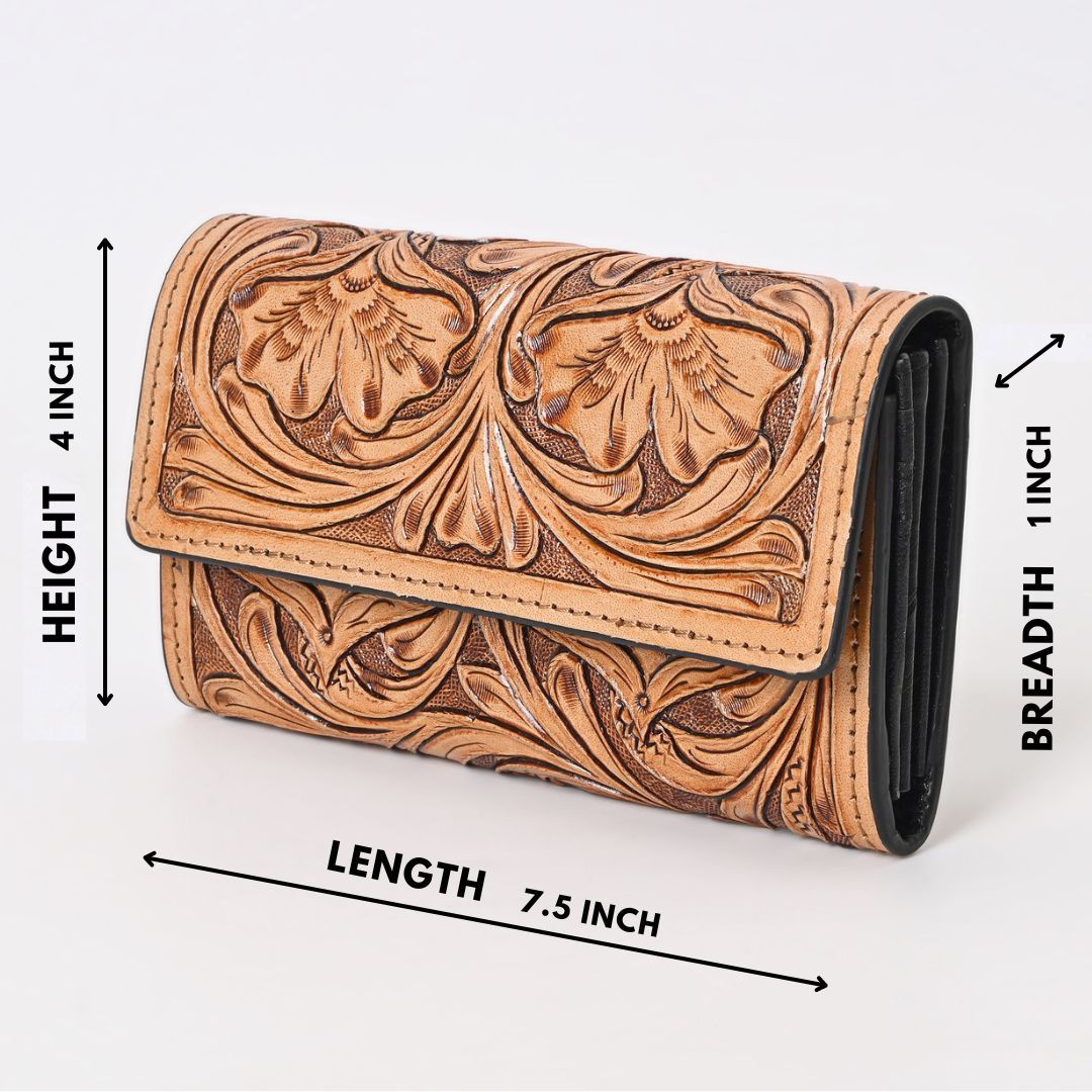 Rayna Tan Tooled Trifold Wallet