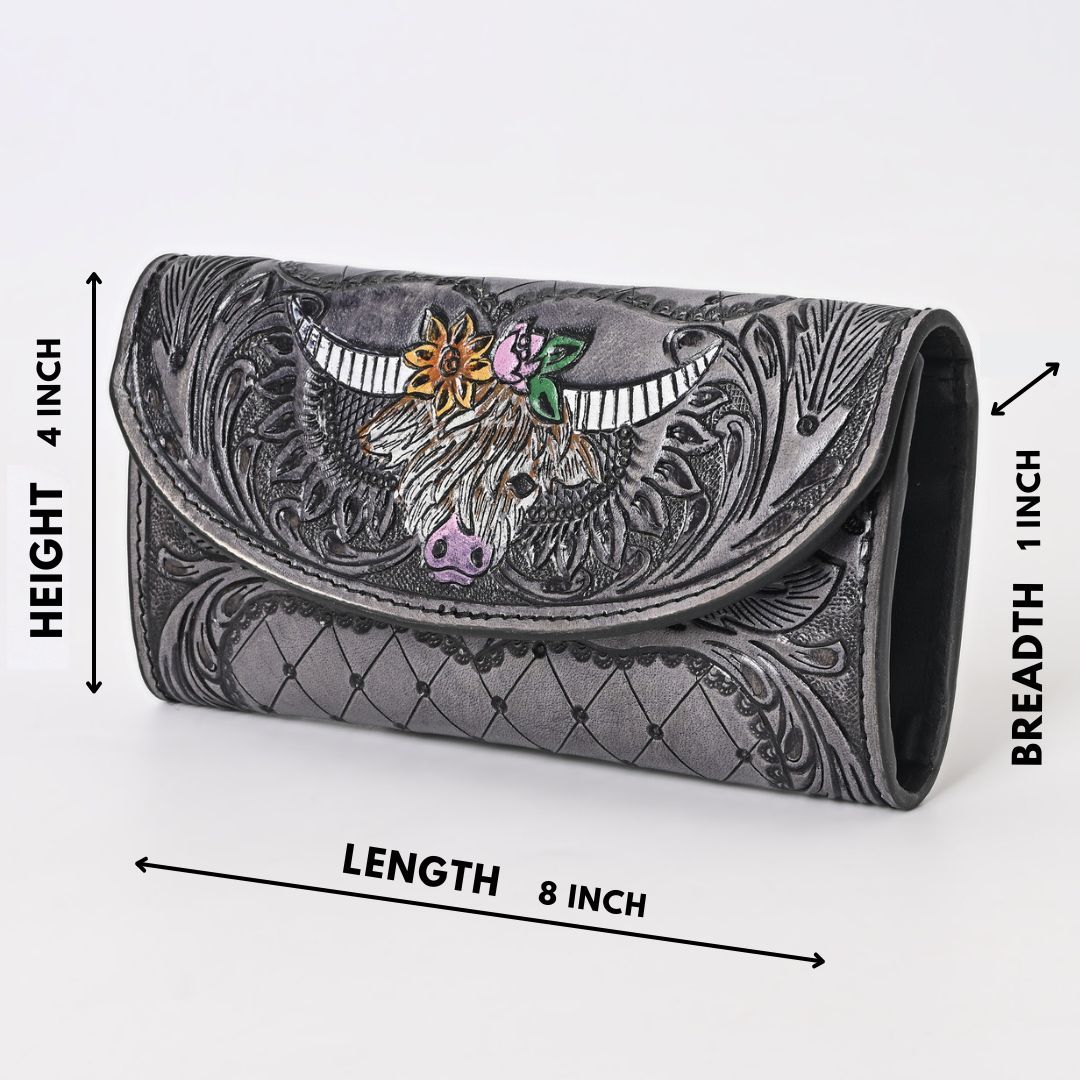 Calm Longhorn Tooled Wallet