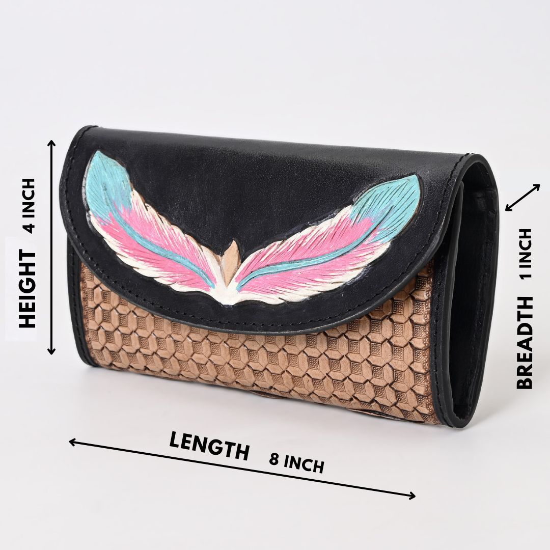 Sky Leaf Tooled Wallet