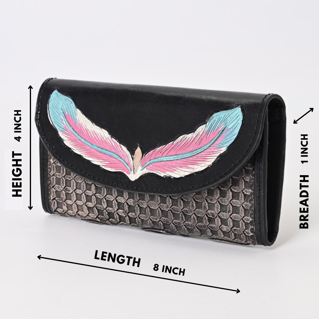 Sky Leafblack Tooled Wallet