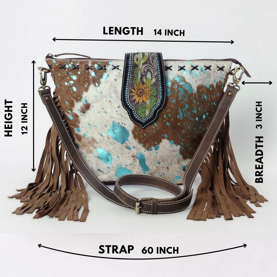 Hazel Blue Crossbody Fringe Bag