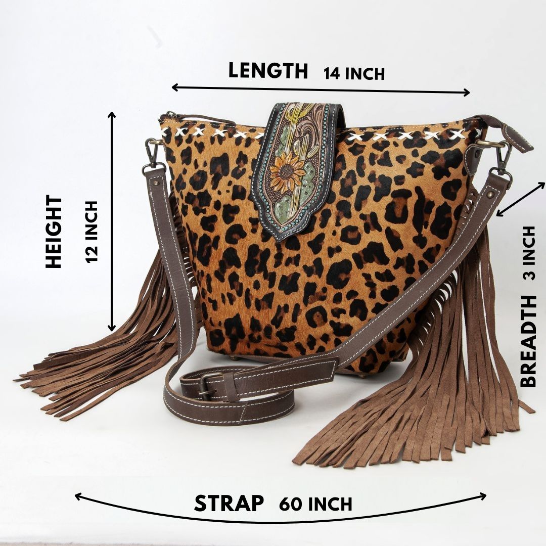 Hazel Jaguar Crossbody Fringe Bag