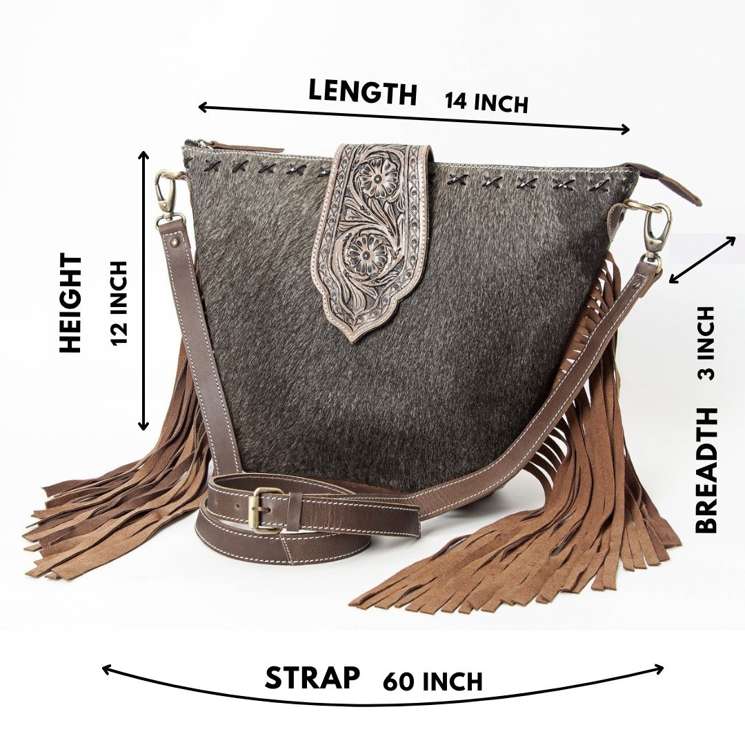 Hazel Grey Crossbody Fringe Bag