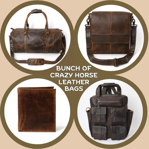 Bunch of 4 Crazy Horse Leather Bags