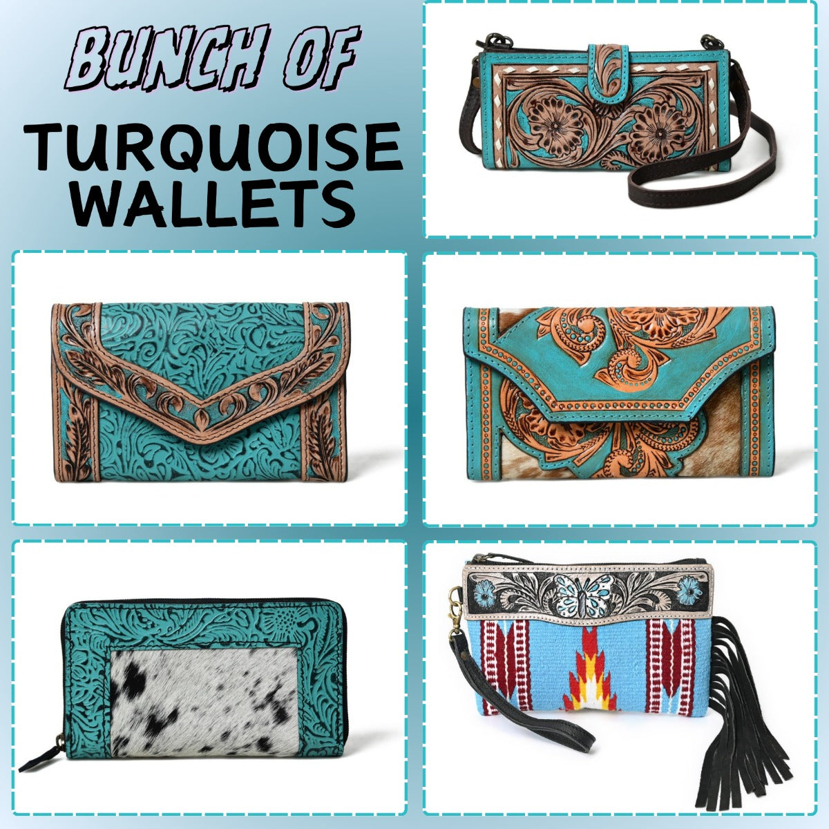 Bunch of 5 Turquoise Wallets