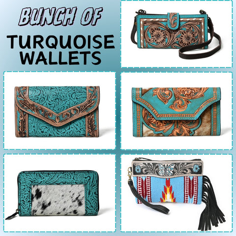 Bunch of 5 Turquoise Wallets