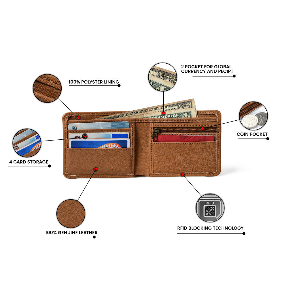 TWOFOLD COWHIDE MENS WALLET BROWN