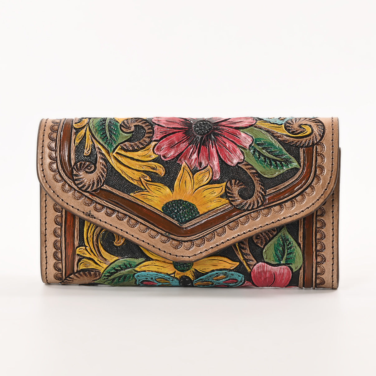 colour blast handtooled wallet