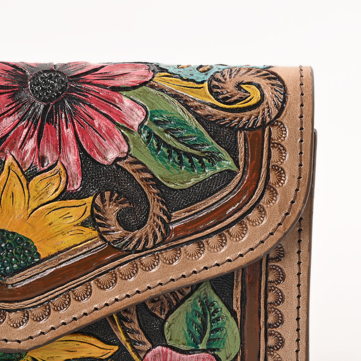 colour blast handtooled wallet