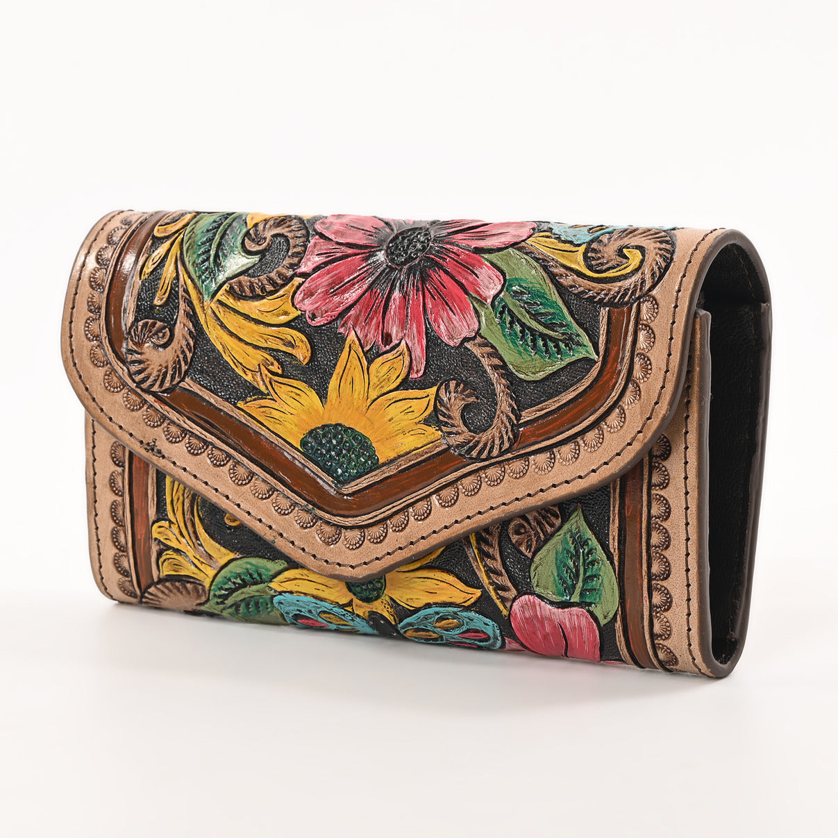 colour blast handtooled wallet